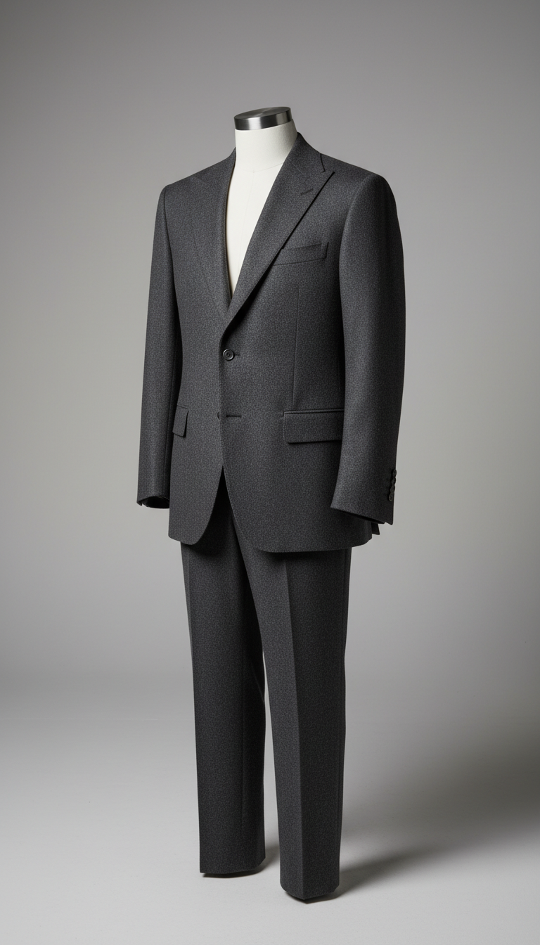 Charcoal Wool Peak Lapel Suit